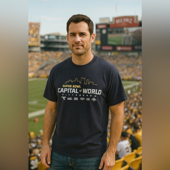 Pittsburgh Steelers Reebok Super Bowl Capital of the World Size Large T-shirt - Picture 2 of 2